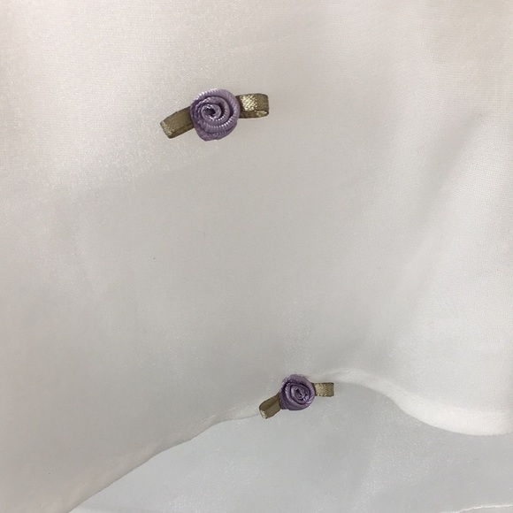 Us Angels The Organza Dress Girls Sz 12 White Purple Satin Floral Wedding Easter - Picture 15 of 15